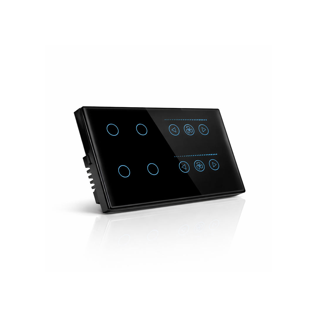 4 Gang and 2 fan cystal switch (black)