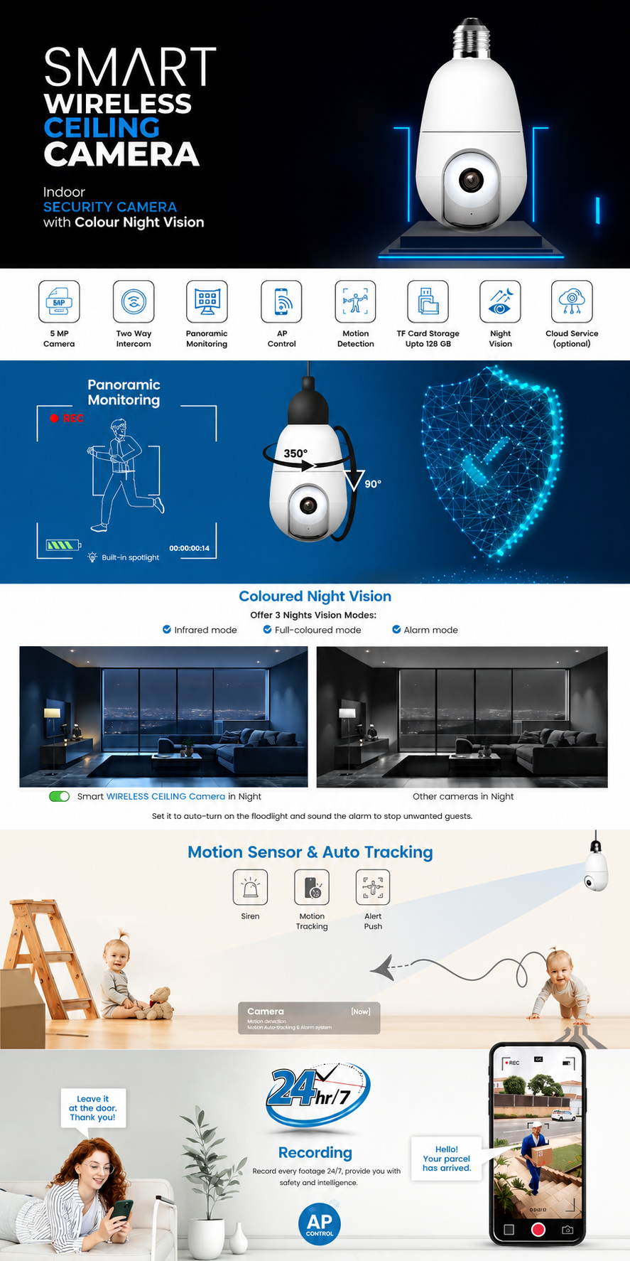 Smart Wireless Ceiling Camera